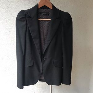 Zara Dark Gray Black Puffy Sleeve Blazer - XS
